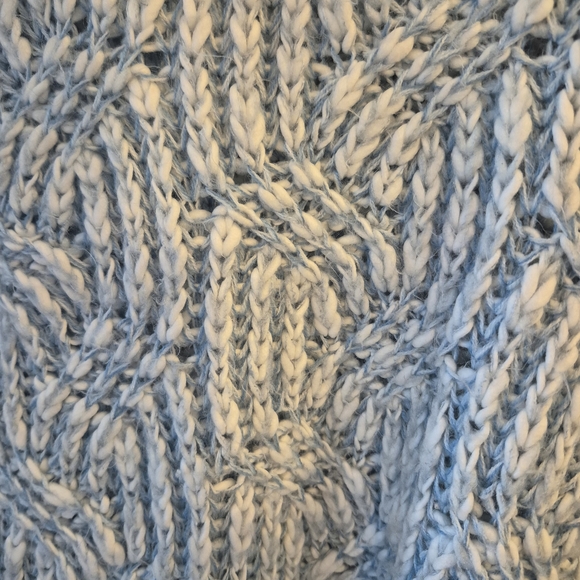 Garage Light Blue Cable Knit Crewneck Sweater - Picture 2 of 4